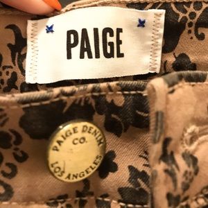 Paige Ultra Skinny Tan and Black Damask/Floral Jeans size 28